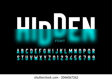 Half blurred font design, hidden alphabet, letters and numbers vector illustration