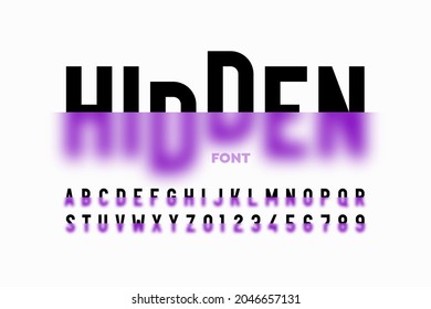 Half blurred font design, hidden alphabet, letters and numbers vector illustration