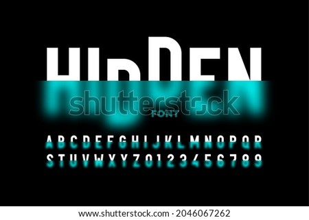 Half blurred font design, hidden alphabet, letters and numbers vector illustration