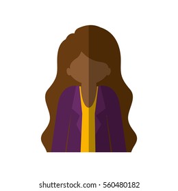 half body afro woman with jacket and long hair and middle shadow