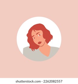 Half body beautiful woman colorful portrait. Avatars for social networks. Vector illustration in flat style.