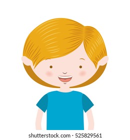 half body blond boy with t-shirt