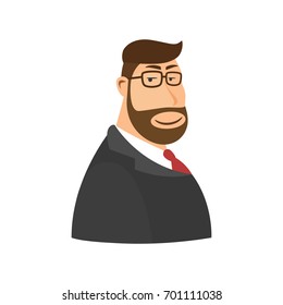 Half body of business man with suit and red necktie cartoon vector on white background