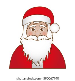 half body cartoon santa claus portrait icon vector illustration