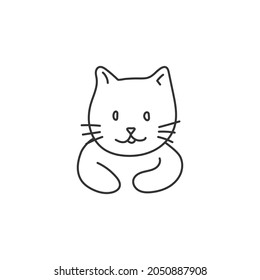 Half Body Cat Illustration Outline Vector Template suitable for kids coloring page boo