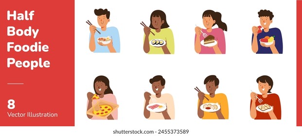 Half Body Foodie People Illustration