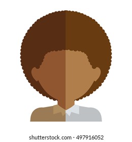 half body man half brunette and caucasian curly hair