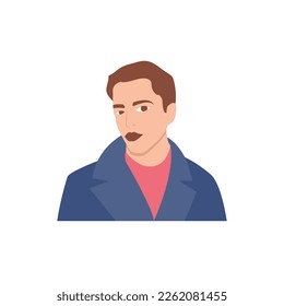Half body man colorful portrait. Avatars for social networks. Vector illustration in flat style.
