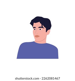 Half body man colorful portrait. Avatars for social networks. Vector illustration in flat style.