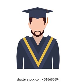 half body man with graduation outfit with beard