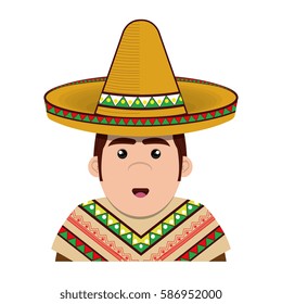 half body man mexican with hat