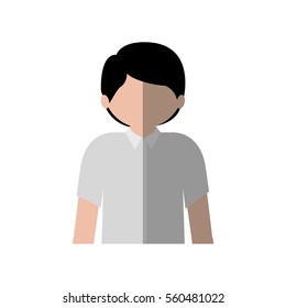 half body man with shirt and middle shadow