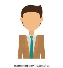 half body man with suit without face and black hair