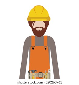 half body man worker with toolkit and beard