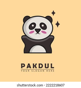 logotipo del icono de medio cuerpo panda. medio cuerpo panda con cara feliz. diseño simple de vectores plano y limpio. adecuado para los niños, educación, portadas de libros infantiles, etc.