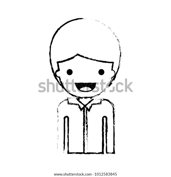 Half Body People Boy Shirt Long Stock Vector Royalty Free