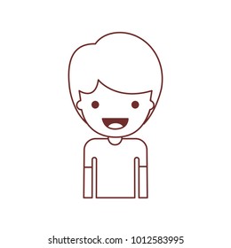 half body people with boy in t-shirt and short hair in brown contour