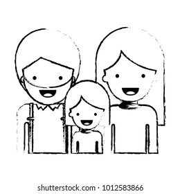 half body people with man with beard and girl and woman with long straight hair in black blurred contour