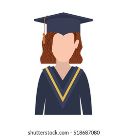 half body woman with graduation outfit and redhair