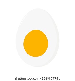 Half boiled cleaned egg with yolk. Thematic, menu cards or Egg Day greeting design element concept