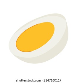 half boiled egg on white background