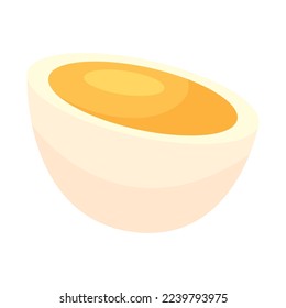 half boiled egg on white background