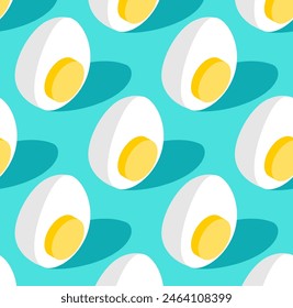 Half boiled egg pattern seamless. Egg yolk and white background. Ornament of kids fabric