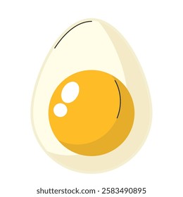 Half boiled egg with soft yolk isolated vector illustration