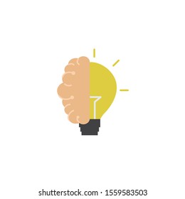 half brain bulb innovation idea icon flat style illustration