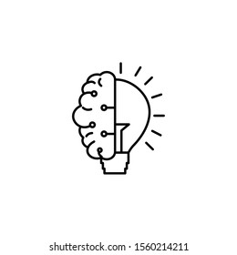 half brain bulb innovation idea icon line style illustration