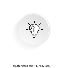 Icono de semicírculo de media bombilla cerebral. Concepto de ideas creativas. Vector de fondo blanco aislado. EPS 10