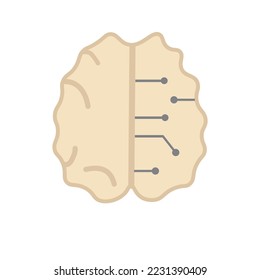 Half of brain with circuits, artificial intelligence concept