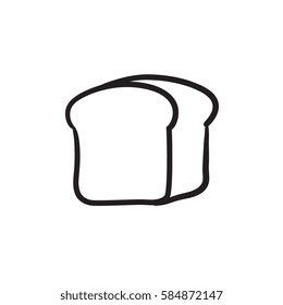 Half of bread vector sketch icon isolated on background. Hand drawn Half of bread icon. Half of bread sketch icon for infographic, website or app.