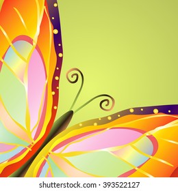 Half of the bright, tropical butterflies, peeking from the corner. All isolated. 