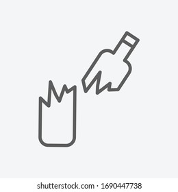 Símbolo de línea de icono de botella medio roto. Ilustración vectorial aislada del concepto de signo de icono para el diseño de la interfaz de usuario del logotipo de la aplicación móvil del sitio web.