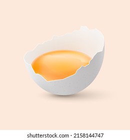 Half Broken Chicken White Egg with Yolk