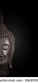 half of a buddha's face on Black background