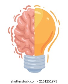 half bulb with brain icon
