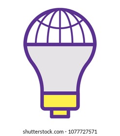 
A half bulb and half network globe concept of global idea development 

