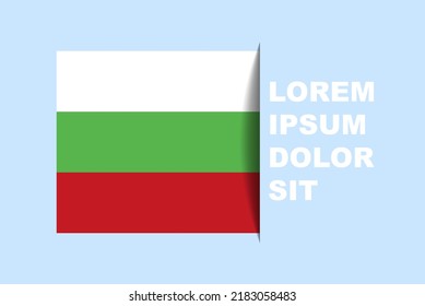 Medio vector de bandera de Bulgaria con espacio de copia, bandera de país con estilo de sombra, efecto de diapositiva horizontal, activo de diseño de icono de Bulgaria, área de texto, diseño plano simple