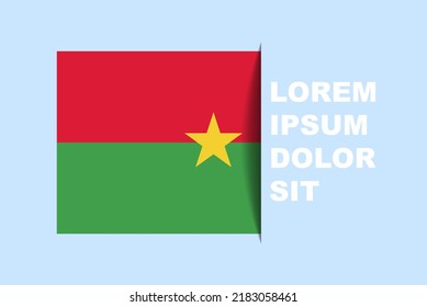 Half Burkina Faso flag vector with copy space, country flag with shadow style, horizontal slide effect, Burkina Faso icon design asset, text area, simple flat design