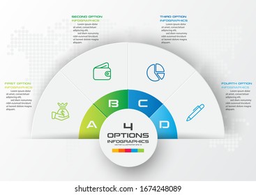 Half Business Circle Infographics 4 Steps,Abstract Design Element,Vector Illustration.