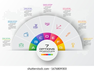 Half Business Circle Infographics 7 Steps,Abstract Design Element,Vector Illustration.
