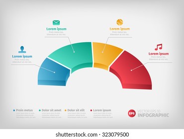 Half of a business pie chart for reports or infographic. Clean modern design with icons.