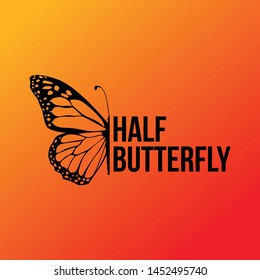 Half Butterfly Wing Sillhouette With Editable Text Template Icon Or Illustration