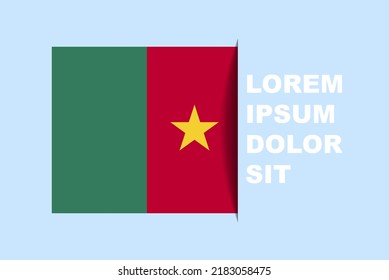 Half Cameroon flag vector with copy space, country flag with shadow style, horizontal slide effect, Cameroon icon design asset, text area, simple flat design