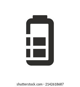 Icono de batería de media carga sobre fondo blanco