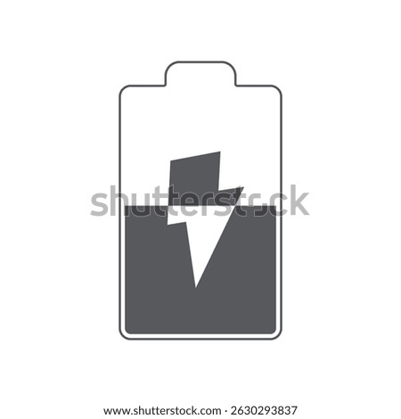 Half charged battery icon design for smartphones and tablets. User interface design. Vector illustration.