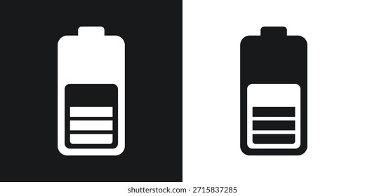 Indicador de bateria meia carregada em preto-e-branco para exibição do nível de energia