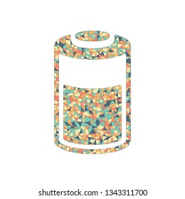 Half charged battery, technology icon. Colored mosaic with polygons